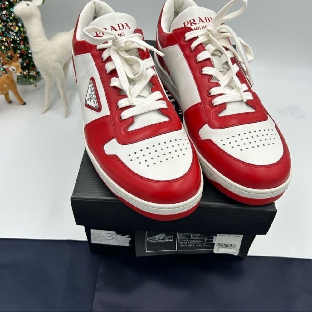 Men’s Prada downtown leather logo sneakers size 12.5 made in Italy - Picture 3 of 9